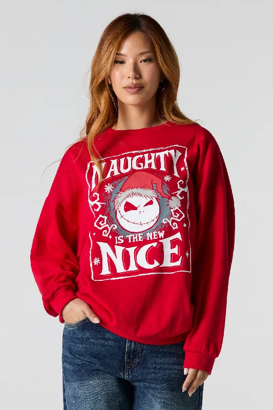 Shop the Hottest Deals!Naughty Is Nice Jack Skellington Graphic Fleece Christmas Sweatshirt Shop the Hottest Deals!Naughty Is Nice Jack Skellington Graphic Fleece Christmas Sweatshirt