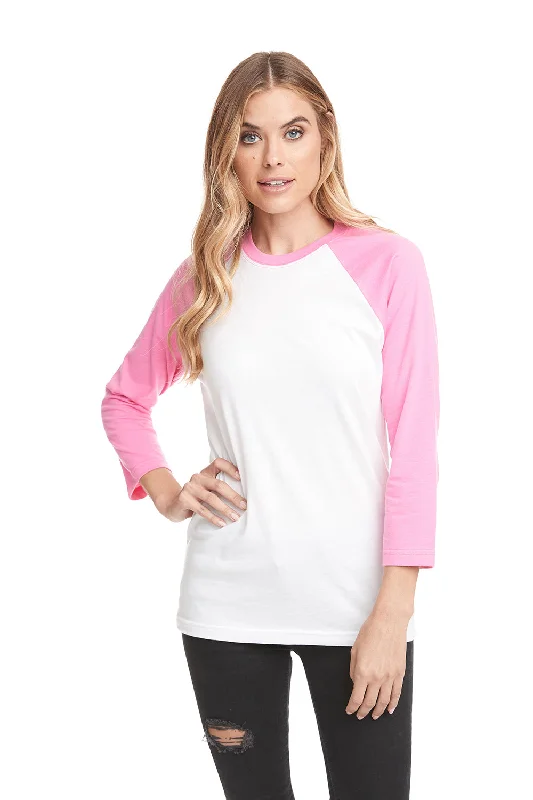Steals and Deals Await!Next Level Womens Burnout Long Sleeve Hooded T-Shirt Hoodie - White/Hot Pink - Closeout Steals and Deals Await!Next Level Womens Burnout Long Sleeve Hooded T-Shirt Hoodie - White/Hot Pink - Closeout