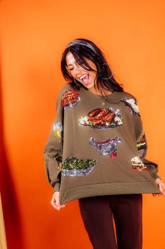 New Discounts Just Dropped!Olive Green Queen of Turkey Sweatshirt