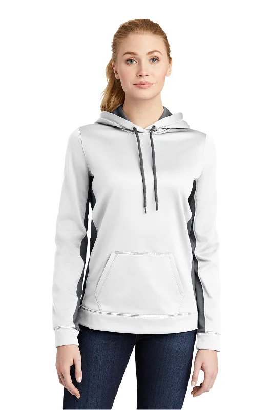 Steals and Deals Await!Sport-Tek Womens Sport-Wick Moisture Wicking Fleece Hooded Sweatshirt Hoodie - White/Dark Smoke Grey Steals and Deals Await!Sport-Tek Womens Sport-Wick Moisture Wicking Fleece Hooded Sweatshirt Hoodie - White/Dark Smoke Grey
