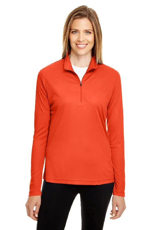 Hurry! While Supplies Last!Team 365 Womens Zone Performance Moisture Wicking 1/4 Zip Sweatshirt - Orange Hurry! While Supplies Last!Team 365 Womens Zone Performance Moisture Wicking 1/4 Zip Sweatshirt - Orange