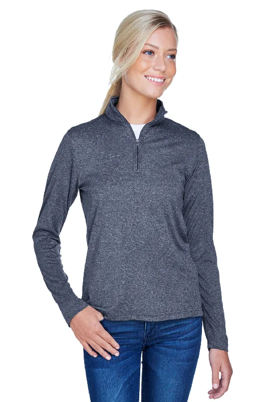 Sale Alert – Get Ready to Shop!UltraClub Womens Heather Cool & Dry Performance Moisture Wicking 1/4 Zip Sweatshirt - Heather Navy Blue