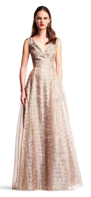 Steals and Deals Await!Steals and Deals Await!Aidan Mattox - Bead Embellished V-Neck A-Line Evening Gown MD1E200878 - 1 pc Sepia in Size 0 Available