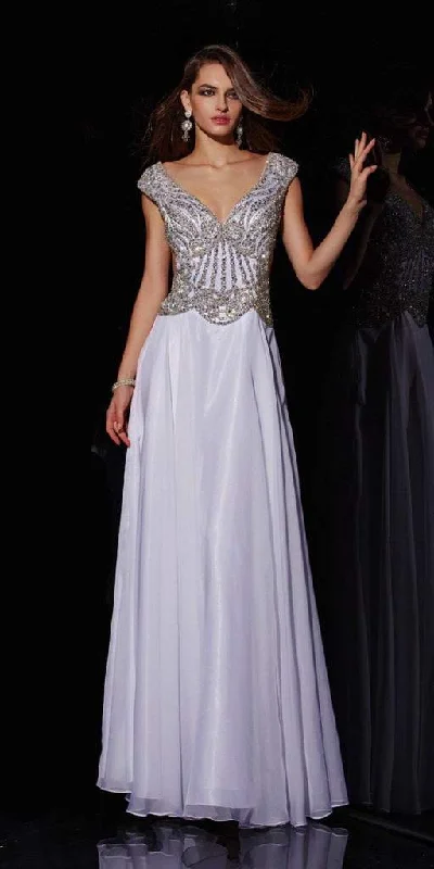 Time to Save Big!Angela & Alison - 51047 Rhinestone Accented A-line Dress - 1 pc White In Size 14 Available Time to Save Big!Angela & Alison - 51047 Rhinestone Accented A-line Dress - 1 pc White In Size 14 Available
