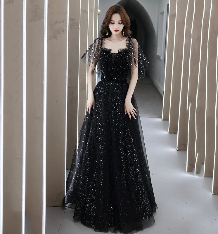 Huge Price Cuts Await!BLACK TULLE LONG A LINE PROM DRESS EVENING DRESS    cg22073