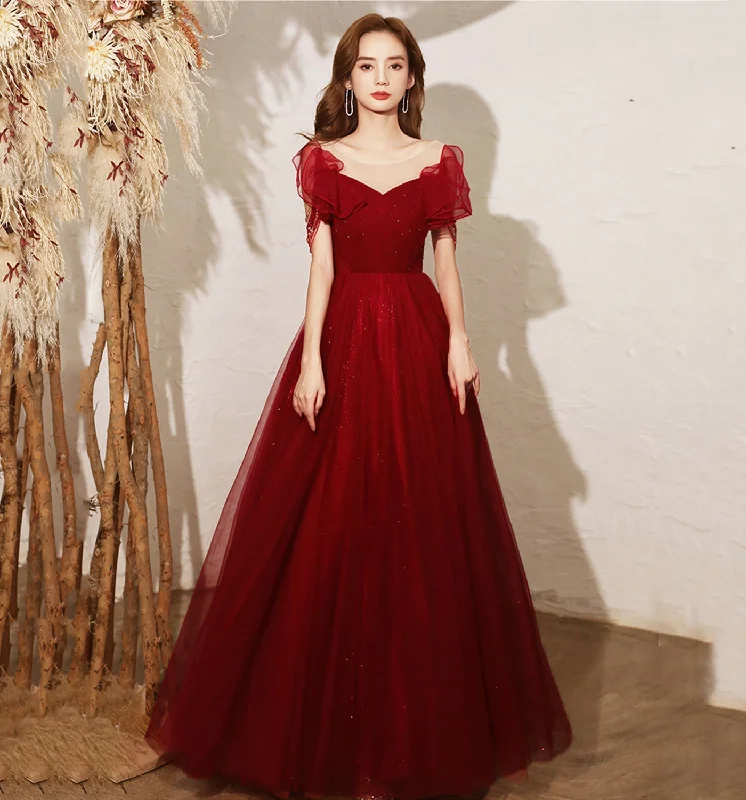 Your Shopping Wish, Our Discount Command!BURGUNDY TULLE LONG A LINE PROM DRESS EVENING DRESS cg22109 Your Shopping Wish, Our Discount Command!BURGUNDY TULLE LONG A LINE PROM DRESS EVENING DRESS cg22109