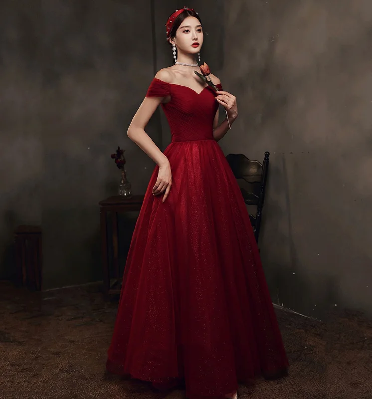 The Sale You’ve Been Waiting For!BURGUNDY TULLE LONG A LINE PROM DRESS EVENING DRESS cg22110 The Sale You’ve Been Waiting For!BURGUNDY TULLE LONG A LINE PROM DRESS EVENING DRESS cg22110