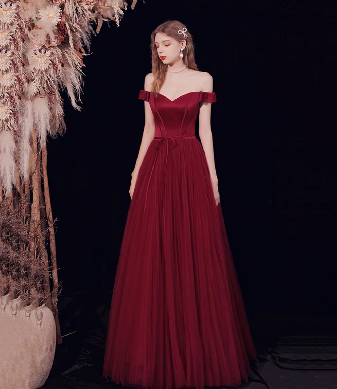 Today Only – Don’t Miss It!BURGUNDY TULLE LONG A LINE PROM DRESS EVENING DRESS cg22157 Today Only – Don’t Miss It!BURGUNDY TULLE LONG A LINE PROM DRESS EVENING DRESS cg22157