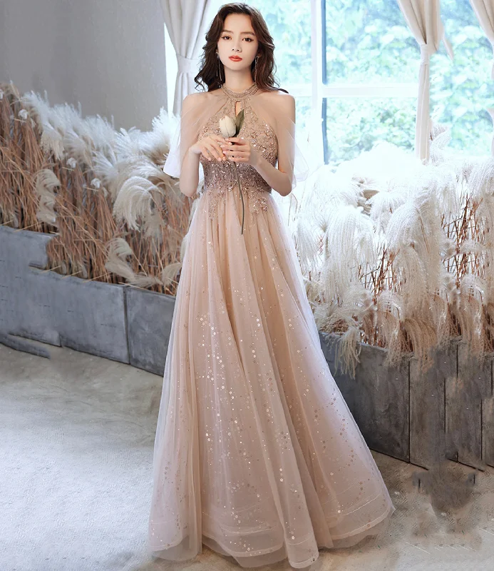 Huge Price Cuts Await!CHAMPAGNE TULLE SEQUINS LONG A LINE PROM DRESS EVENING DRESS cg22003 Huge Price Cuts Await!CHAMPAGNE TULLE SEQUINS LONG A LINE PROM DRESS EVENING DRESS cg22003