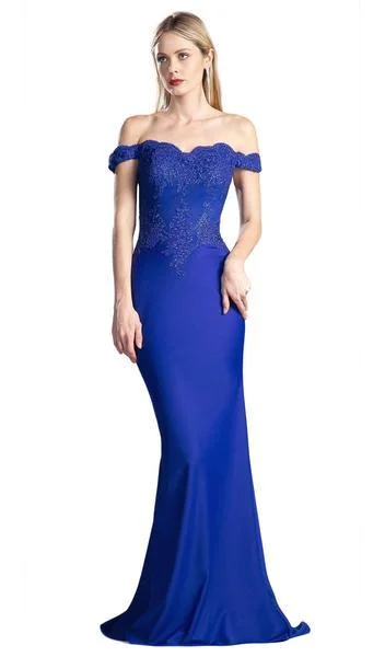 Exclusive Savings This Week!Cinderella Divine - Scalloped Off Shoulder Lace Applique Gown CF158 Exclusive Savings This Week!Cinderella Divine - Scalloped Off Shoulder Lace Applique Gown CF158