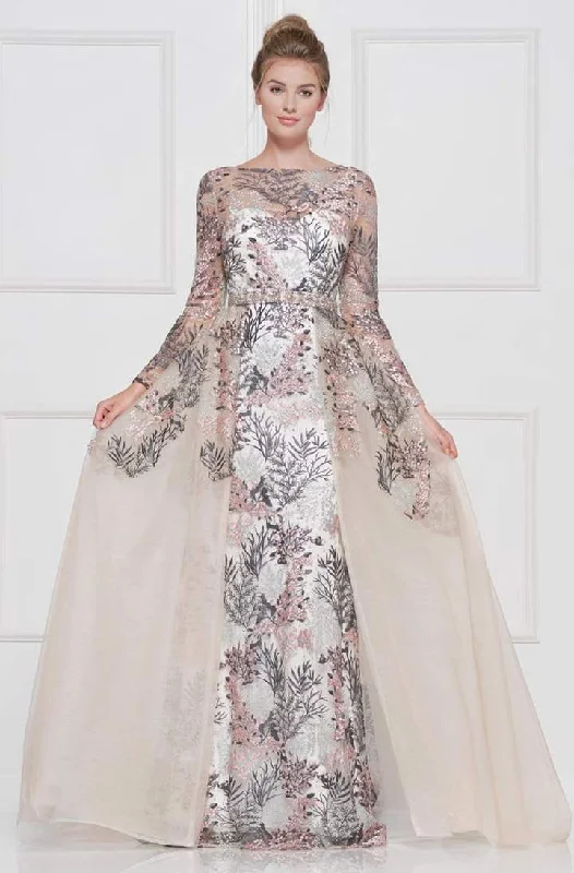 Your Dream Deal is Here!Colors Dress - Lace Sheath Long Sleeve Gown with Overskirt 1830SL Your Dream Deal is Here!Colors Dress - Lace Sheath Long Sleeve Gown with Overskirt 1830SL