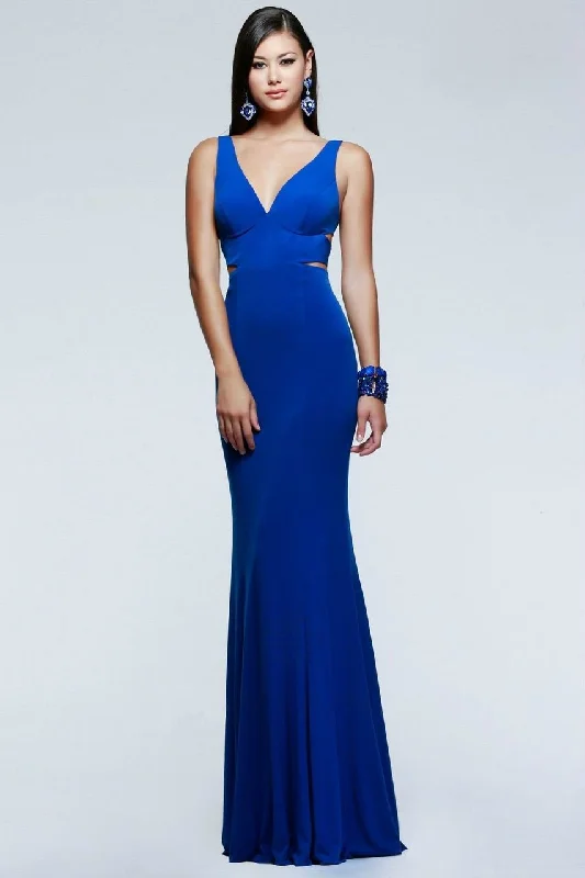 Upgrade for Less!Faviana - 7541 V-Neck Evening Dress With Side Cutouts