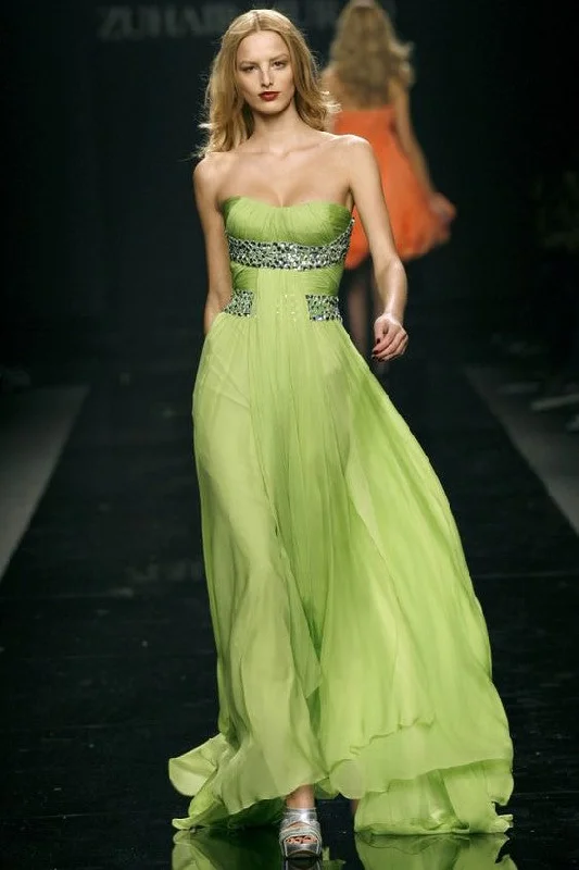 Hurry, Sale Ends Soon!Fresh Green Chiffon Prom Gown Rhinestones Strapless Runway Dresses Hurry, Sale Ends Soon!Fresh Green Chiffon Prom Gown Rhinestones Strapless Runway Dresses