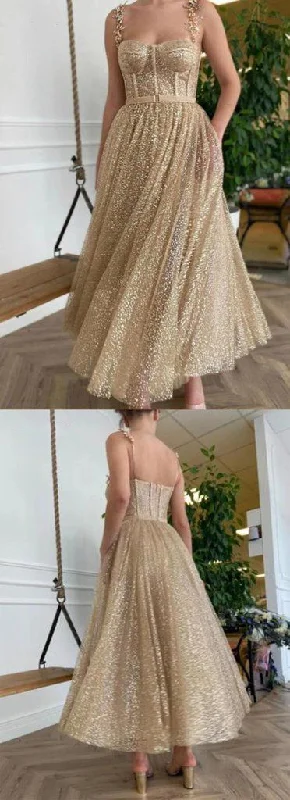 Limited Time Offer!Gold Glitter Teal Length Prom Dresses Straps A Line Short Evening Dress Party dresses Custom Made cg22070 Limited Time Offer!Gold Glitter Teal Length Prom Dresses Straps A Line Short Evening Dress Party dresses Custom Made cg22070