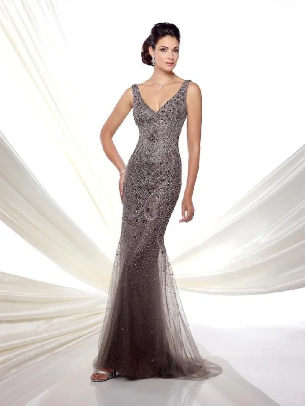 Save More Than Ever!Ivonne D by Mon Cheri - Sleeveless V Neckline Beaded Tulle Trumpet Gown 116D23 - 1 Pc Dark Gray in Size 10 Available Save More Than Ever!Ivonne D by Mon Cheri - Sleeveless V Neckline Beaded Tulle Trumpet Gown 116D23 - 1 Pc Dark Gray in Size 10 Available
