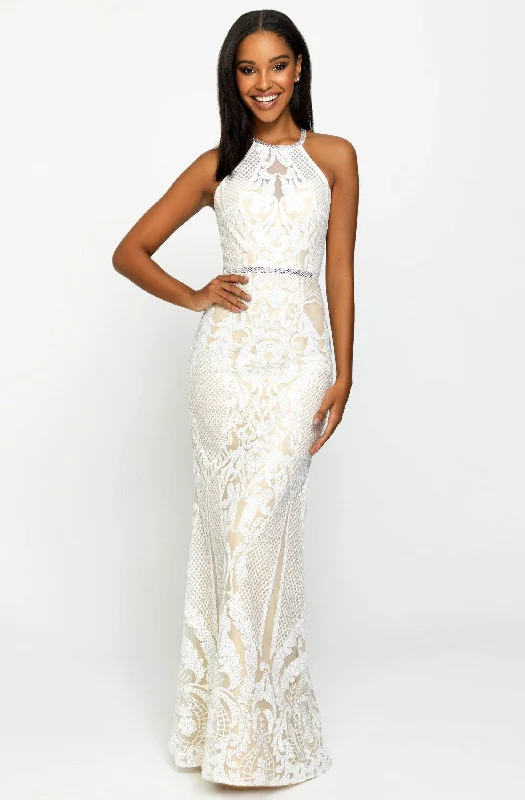Mega Sale Happening Now!Madison James - Sequined Halter Trumpet Dress 19-173 - 1 pc Ivory in Size 18 and 1 pc Black in Size 24 Available Mega Sale Happening Now!Madison James - Sequined Halter Trumpet Dress 19-173 - 1 pc Ivory in Size 18 and 1 pc Black in Size 24 Available