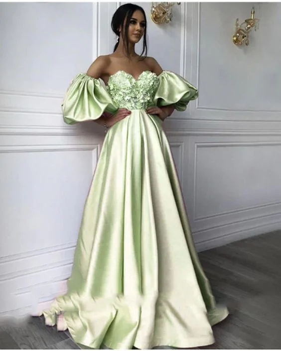 Get More, Spend Less – Shop Now!Mint Green Puffy Sleeves Satin Flowers Sweetheart A Line Long Prom Dresses for Girls cg22071 Get More, Spend Less – Shop Now!Mint Green Puffy Sleeves Satin Flowers Sweetheart A Line Long Prom Dresses for Girls cg22071
