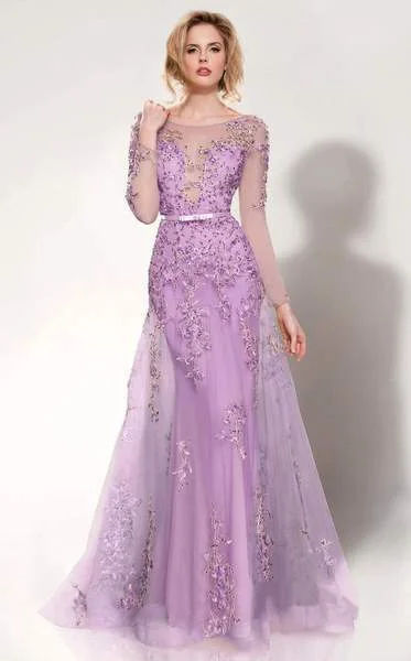 More Discounts, More Joy!MNM Couture - Illusion Bateau Neck A-Line Dress 9621