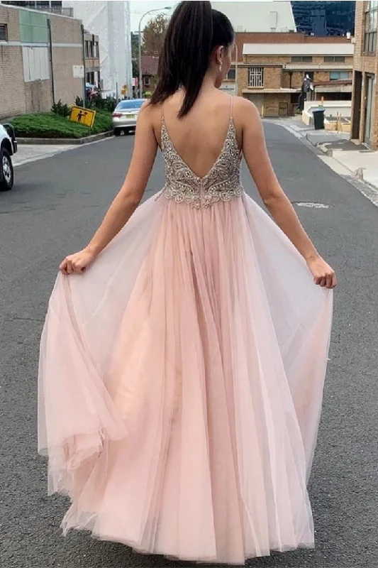 Shop Today, Save Tomorrow!Sexy Straps Beaded Pink Formal prom Dress with Slit cg22061 Shop Today, Save Tomorrow!Sexy Straps Beaded Pink Formal prom Dress with Slit cg22061