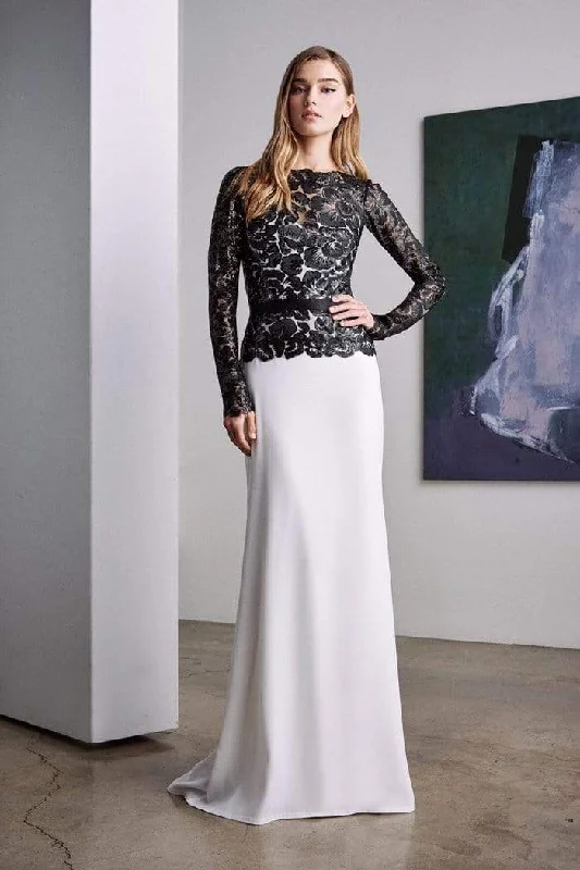 Exclusive Deals Just for You!Tadashi Shoji - Long Illusion Floral Lace Sheath Gown - 1 pc Platinum/Navy In Size 6 Available Exclusive Deals Just for You!Tadashi Shoji - Long Illusion Floral Lace Sheath Gown - 1 pc Platinum/Navy In Size 6 Available
