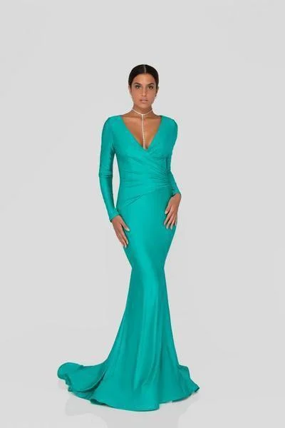 Best Offers of the Month!Terani Couture - Long Sleeve Open Back Satin Mermaid Gown 1912P8281 Best Offers of the Month!Terani Couture - Long Sleeve Open Back Satin Mermaid Gown 1912P8281