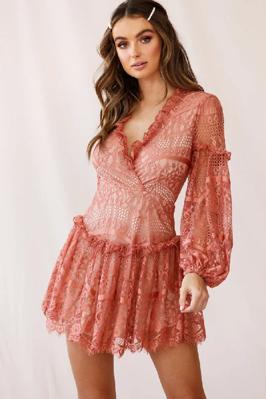 Upgrade for Less!Albany Open Back Frill Dress Rose
