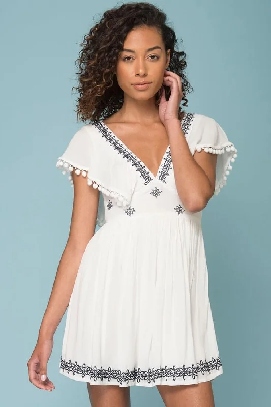 Biggest Sale of the Season!Alexis Pom Pom Dress White