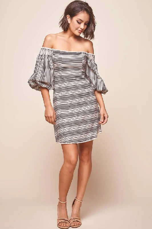 Score Huge Discounts Today!Antoinette Off-Shoulder Puff Sleeve Dress Black