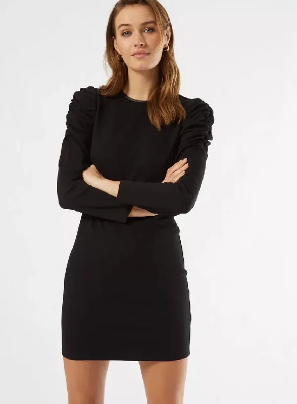 Everything Must Go!Black Ruched Sleeve Shift Dress