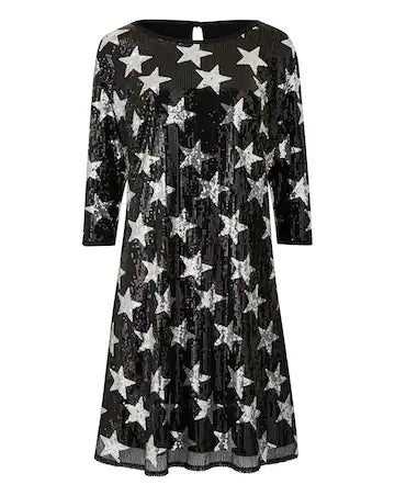 Unbeatable Prices!Black Star Sequin Tunic Dress