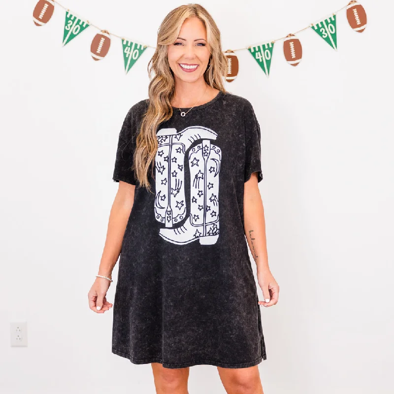 Shop Today, Save Tomorrow!Boot Scootin Game Day T-Shirt Dress, Black