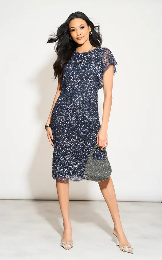 Time to Snag a Bargain!Cap Sleeved Beaded Dress