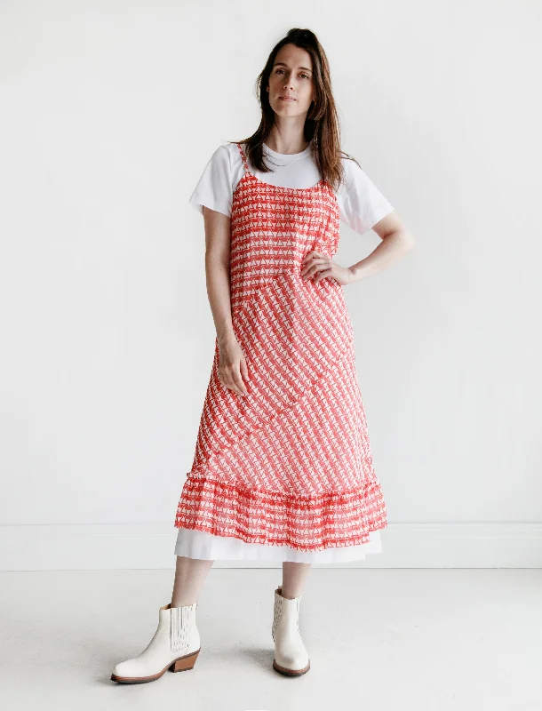 Massive Price Cuts!Slip and T-Shirt Dress Combo Red/White