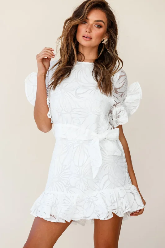 Best Deals Just for You!Coolum Ruffle Sleeve Dress White