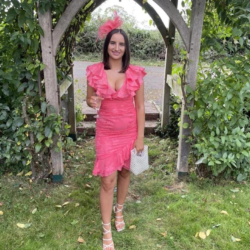 Flash Deals – Act Quickly!Coral Pink Ruffle Dress
