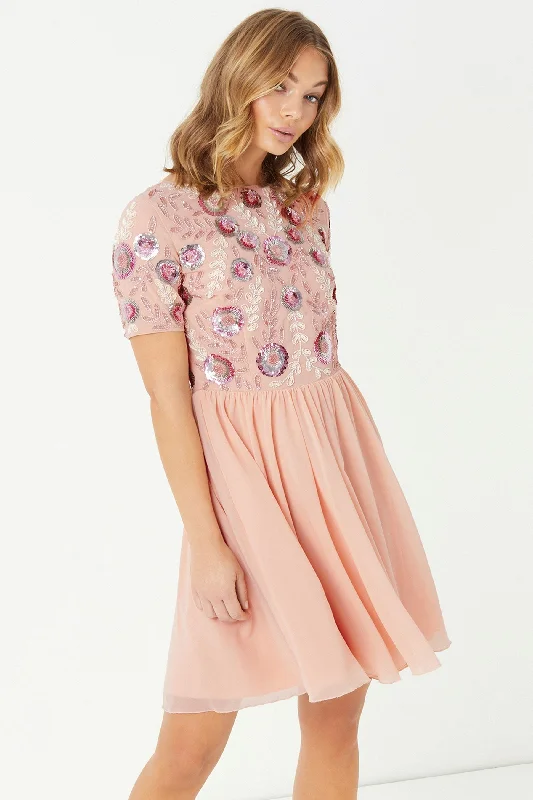 The Best Offers Are Here!Embellished Skater Dress Pink
