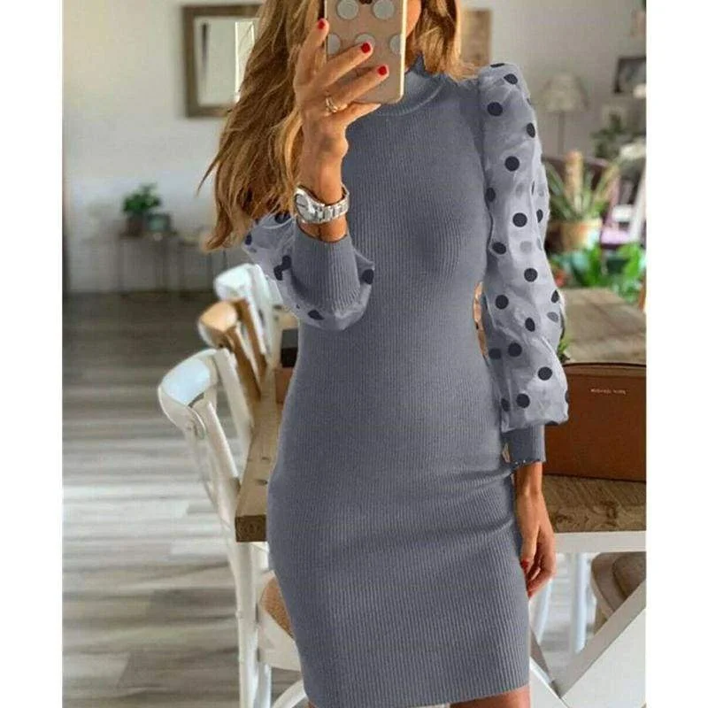 Save More with Every Purchase!FashionSierra - Fashion Women's Polka Dot Long Puff Sleeve Jumper Pencil Dress Sexy Ladies Knit Bodycon Sweater Slim Fit Dress Save More with Every Purchase!FashionSierra - Fashion Women's Polka Dot Long Puff Sleeve Jumper Pencil Dress Sexy Ladies Knit Bodycon Sweater Slim Fit Dress