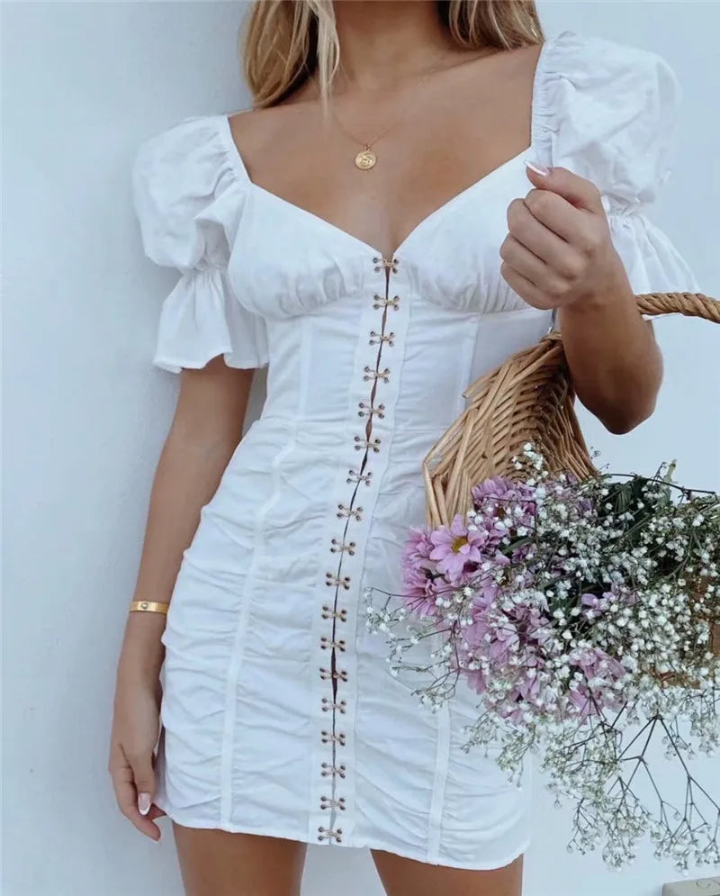 Price Drops You’ll Love!FashionSierra-Vintage Short Puff Sleeve Sheath Mini Women White Cotton Sexy V Neck Summer Bodycon Ladies Party Robe Boho Dress Price Drops You’ll Love!FashionSierra-Vintage Short Puff Sleeve Sheath Mini Women White Cotton Sexy V Neck Summer Bodycon Ladies Party Robe Boho Dress