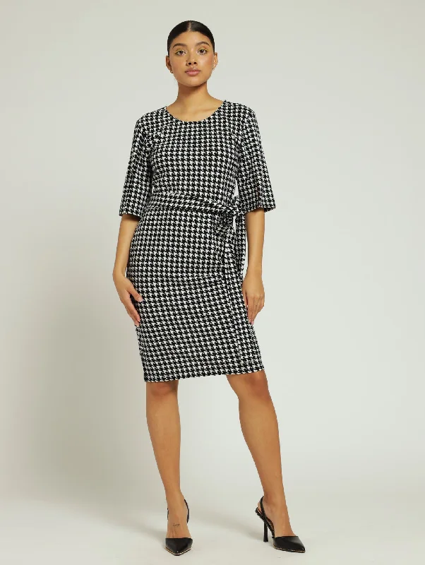 Save More Than Ever!Flare Slit Sleeve Bodycon Dress - Black/Cream