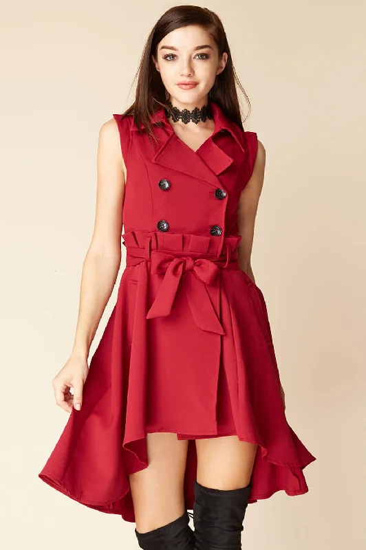 Hurry! While Supplies Last!Harvard Bow Tie Trench Dress Red