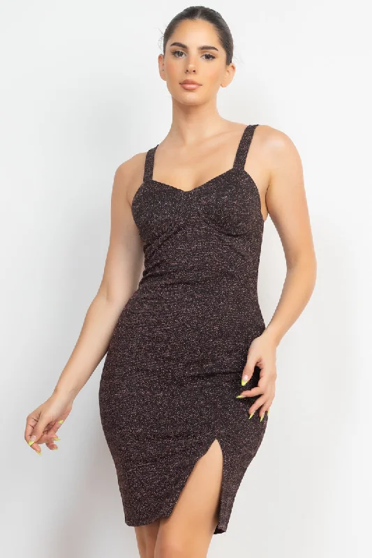 Hot Deals You Can’t Resist!Glitter Slit Bodycon Sleeveless Dress