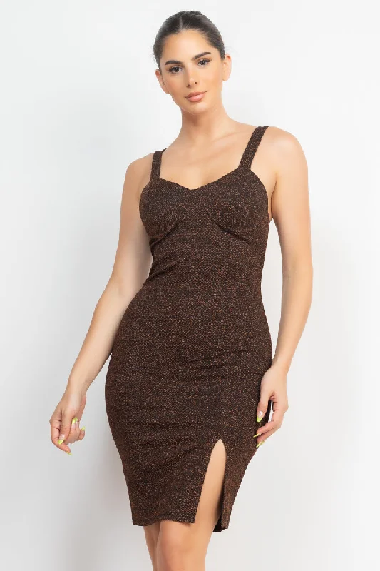 Lowest Prices Guaranteed!Glitter Slit Bodycon Sleeveless Dress