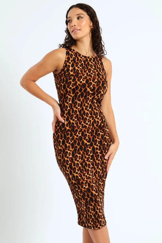 Steals and Deals Await!Leopard Printed Bodycon Dress - Animal