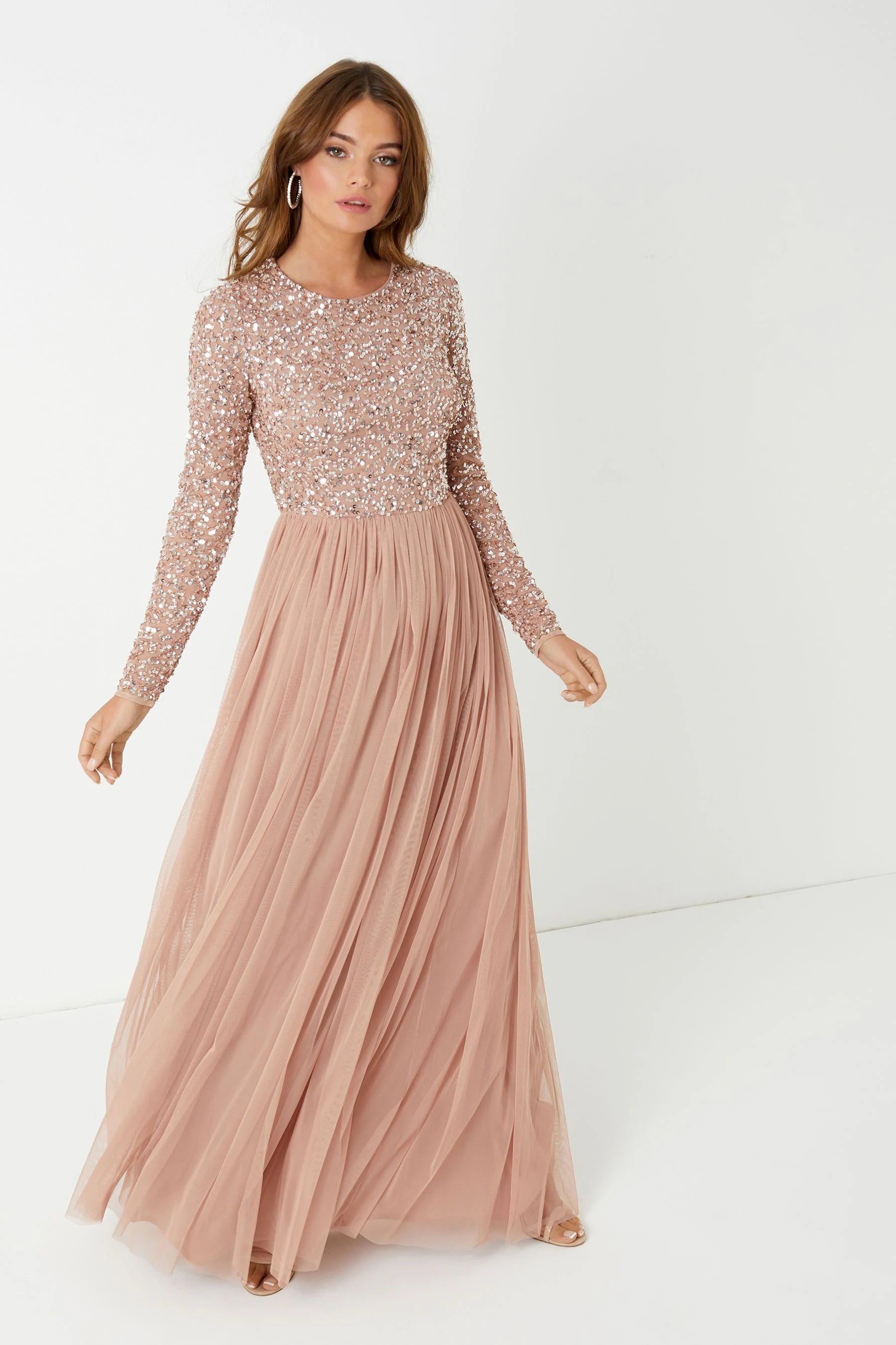 Every Deal is a Steal!Long Sleeve Deluxe Dress Blush Pink
