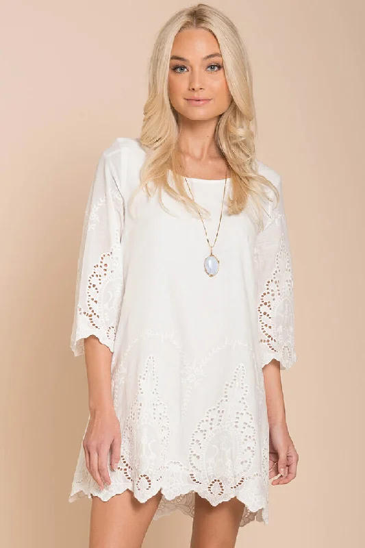 Your Favorite Items on Sale Now!Marina Embroidered Tunic Dress White