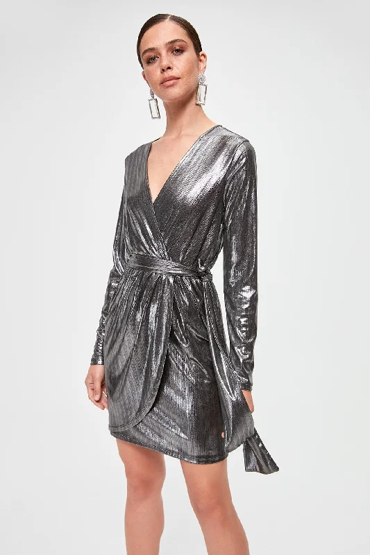 Huge Price Cuts Await!Mettalic Wrap Dress