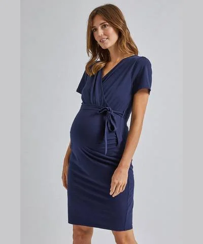 Huge Price Cuts Await!Navy Maternity Dress