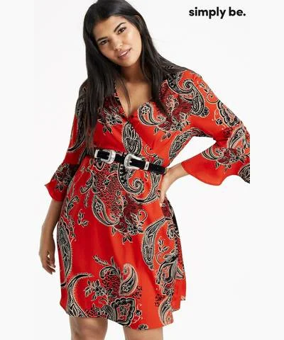Best Offers of the Month!Red Paisley Print Wrap Dress