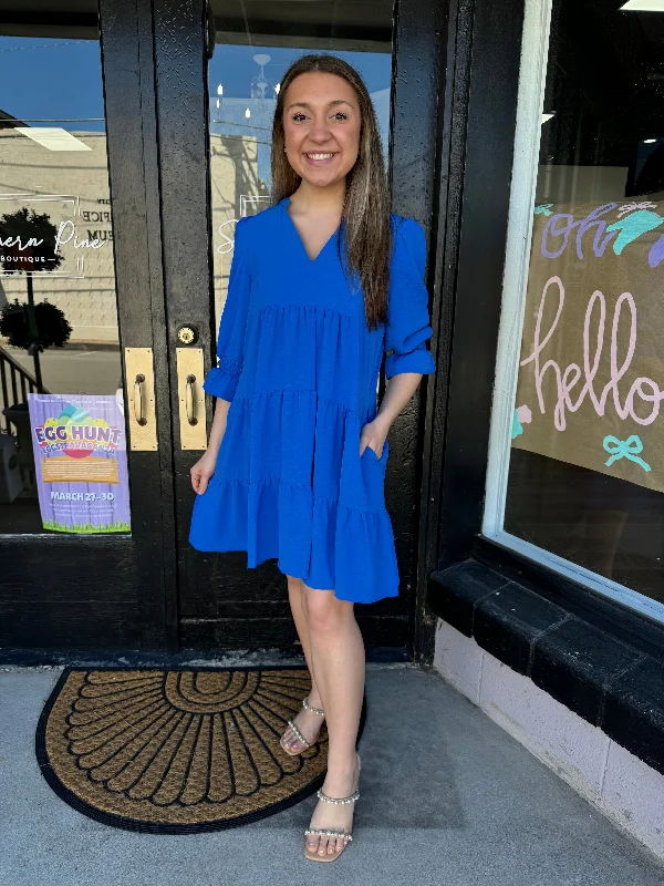 Save Money, Shop Happy!Royal blue tiered dress