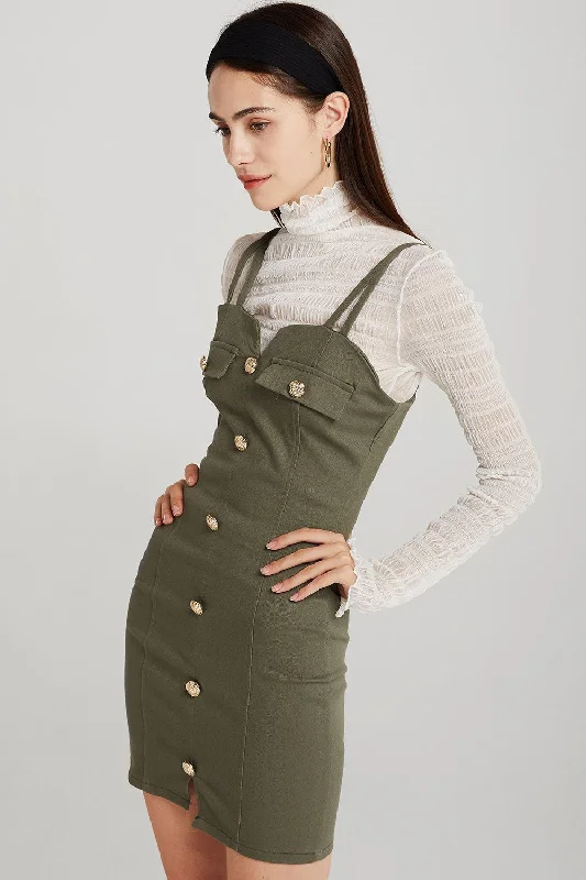 Hurry, Sale Ends Soon!Sam Gold Button Bodycon Dress